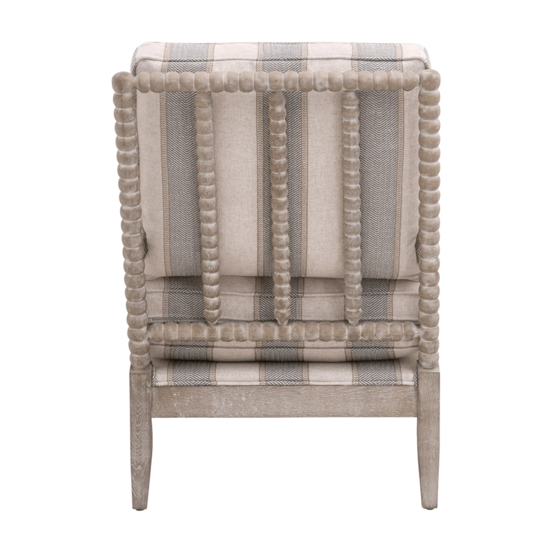 Maklaine Transitional Club Chair in Beige/Gray Fabric & Natural Gray Wood
