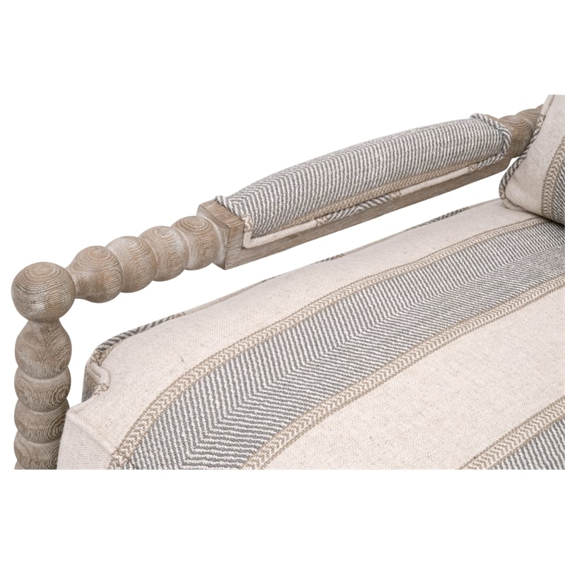 Maklaine Transitional Club Chair in Beige/Gray Fabric & Natural Gray Wood