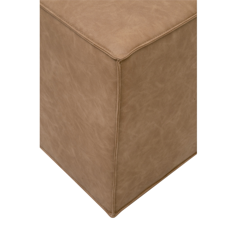 Maklaine Transitional Accent Cube in Brown Fabric With Flange Edge