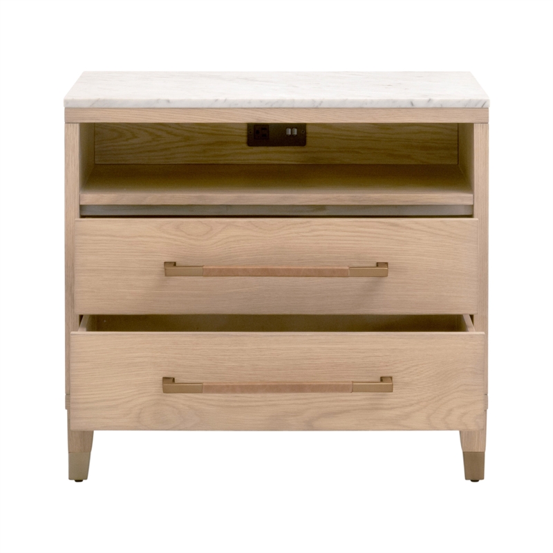 Maklaine Contemporary Transitional 2-Drawer Nightstand in Natural