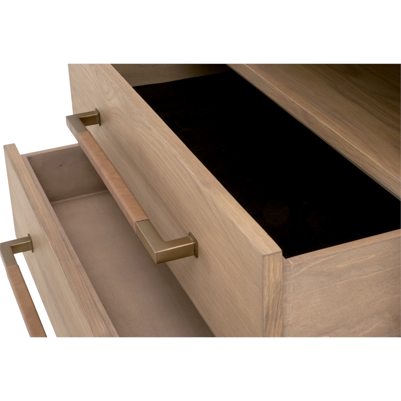 Maklaine Contemporary Transitional 2-Drawer Nightstand in Natural