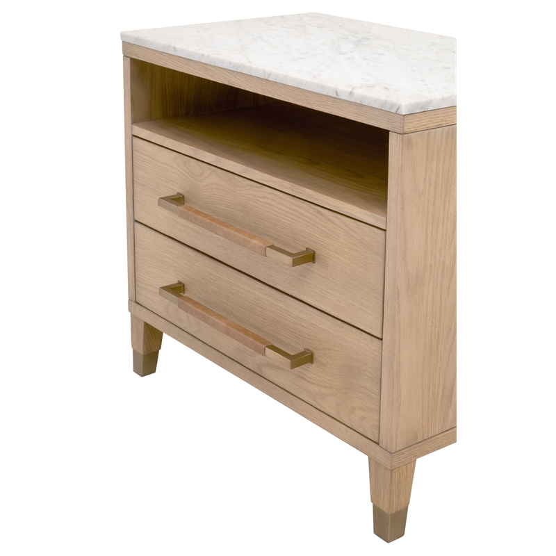 Maklaine Contemporary Transitional 2-Drawer Nightstand in Natural
