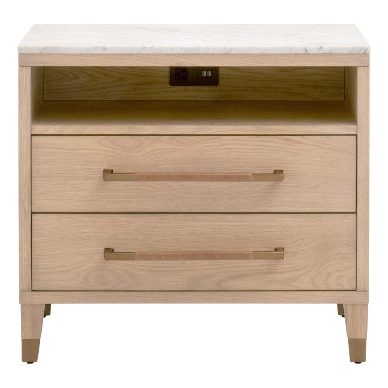 Maklaine Contemporary Transitional 2-Drawer Nightstand in Natural