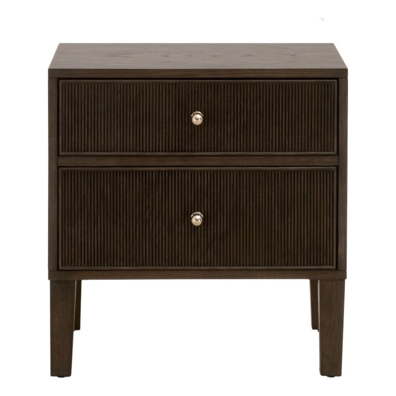 Maklaine Contemporary Transitional 2-Drawer Nightstand in Brown