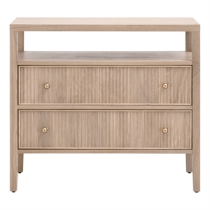 Maklaine Transitional Open Shelf 2-Drawer Nightstand in Natural