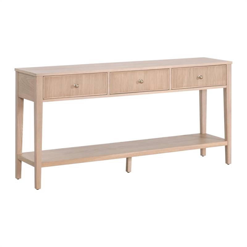 Maklaine Modern Transitional 3-Drawer Console Table in Natural