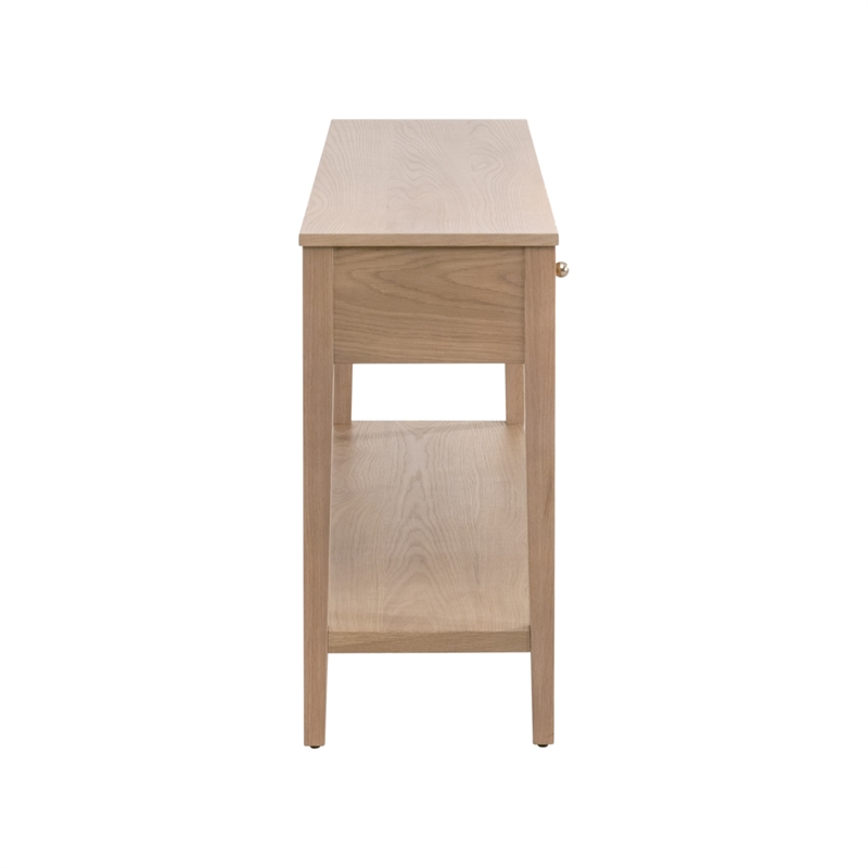 Maklaine Modern Transitional 3-Drawer Console Table in Natural