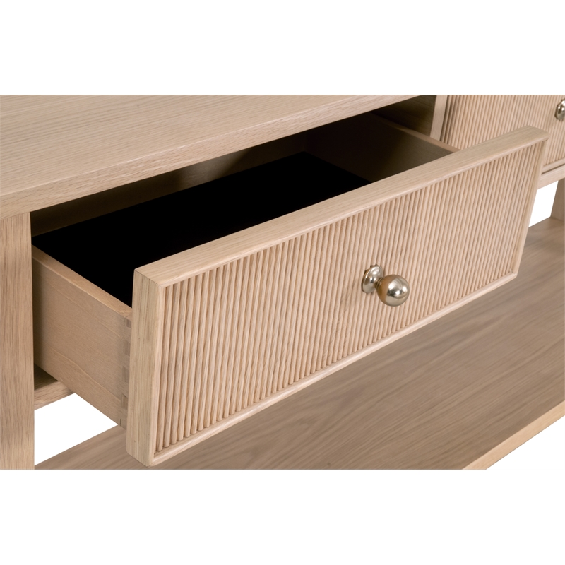 Maklaine Modern Transitional 3-Drawer Console Table in Natural