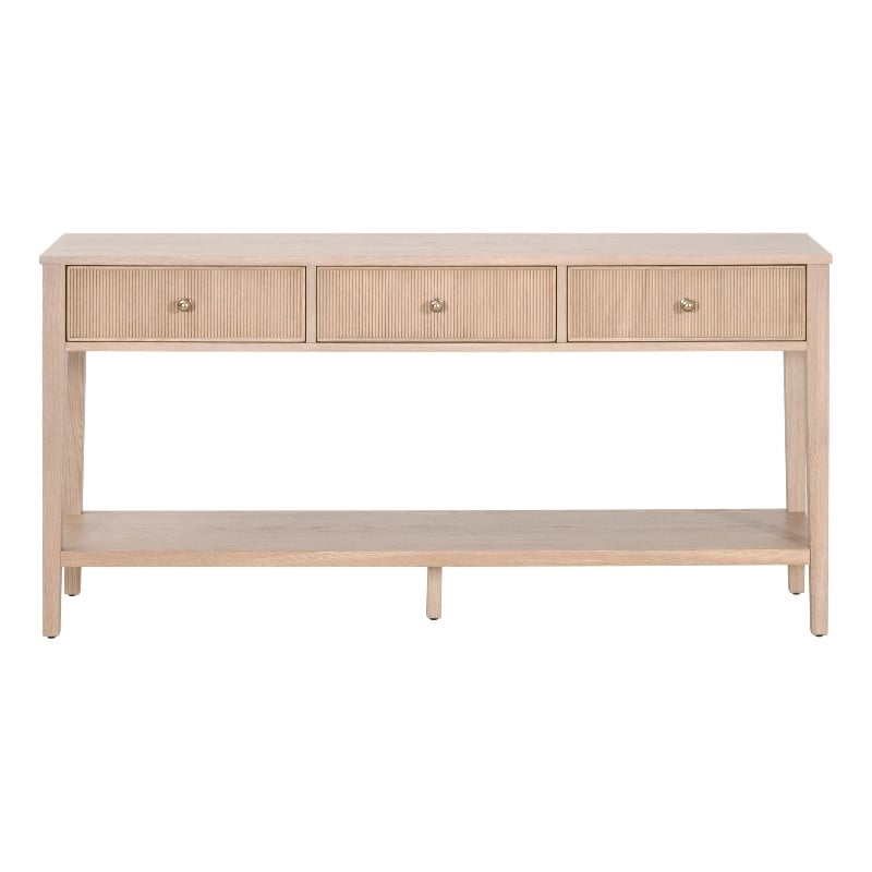 Maklaine Modern Transitional 3-Drawer Console Table in Natural