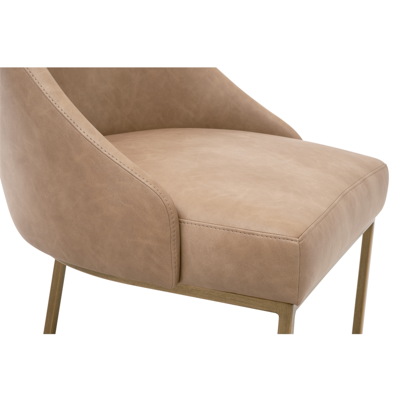 Maklaine Contemporary Transitional Dining Chair Set of 2 in Tan