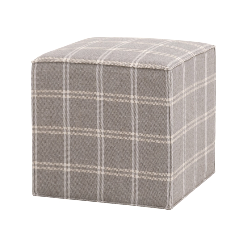 Maklaine Modern Transitional Accent Cube in Gray Finish and White