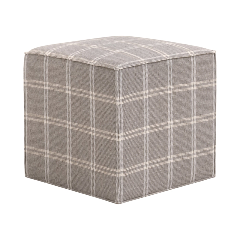 Maklaine Modern Transitional Accent Cube in Gray Finish and White