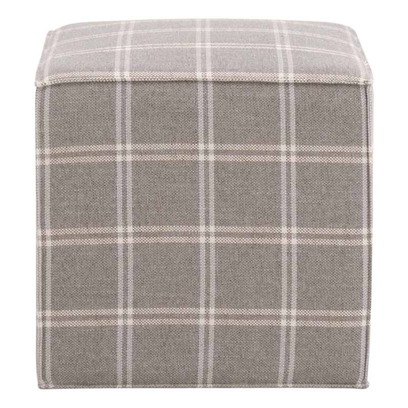 Maklaine Modern Transitional Accent Cube in Gray Finish and White