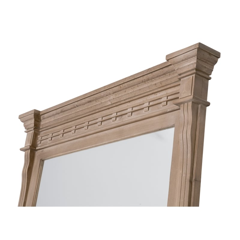 Maklaine Modern Transitional Solid Wood Frame Mirror in Natural