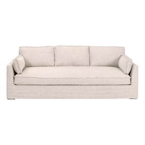 Maklaine Transitional Outdoor 90&quot Taper Arm Slipcover Sofa in Beige