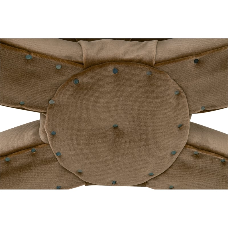 Maklaine Contemporary Transitional Ottoman in Caramel Velvet