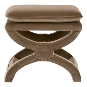 Maklaine Contemporary Transitional Ottoman in Caramel Velvet