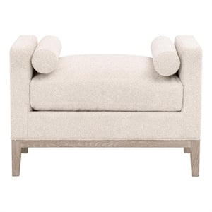 Maklaine Modern Transitional Upholstered Accent Stool in Beige
