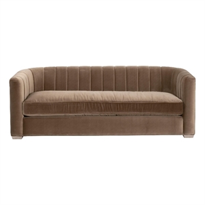 Maklaine Contemporary Transitional 87&quot Channel Back Sofa in Brown