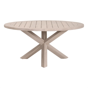 Maklaine Transitional Outdoor 63&quot Round Dining Table in Natural