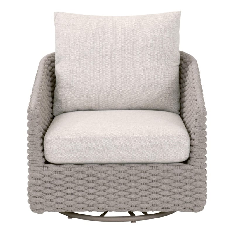 Maklaine Transitional Outdoor Swivel Rocker Sofa Chair in Off White