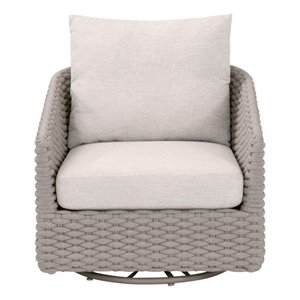 Maklaine Transitional Outdoor Swivel Rocker Sofa Chair in Off White