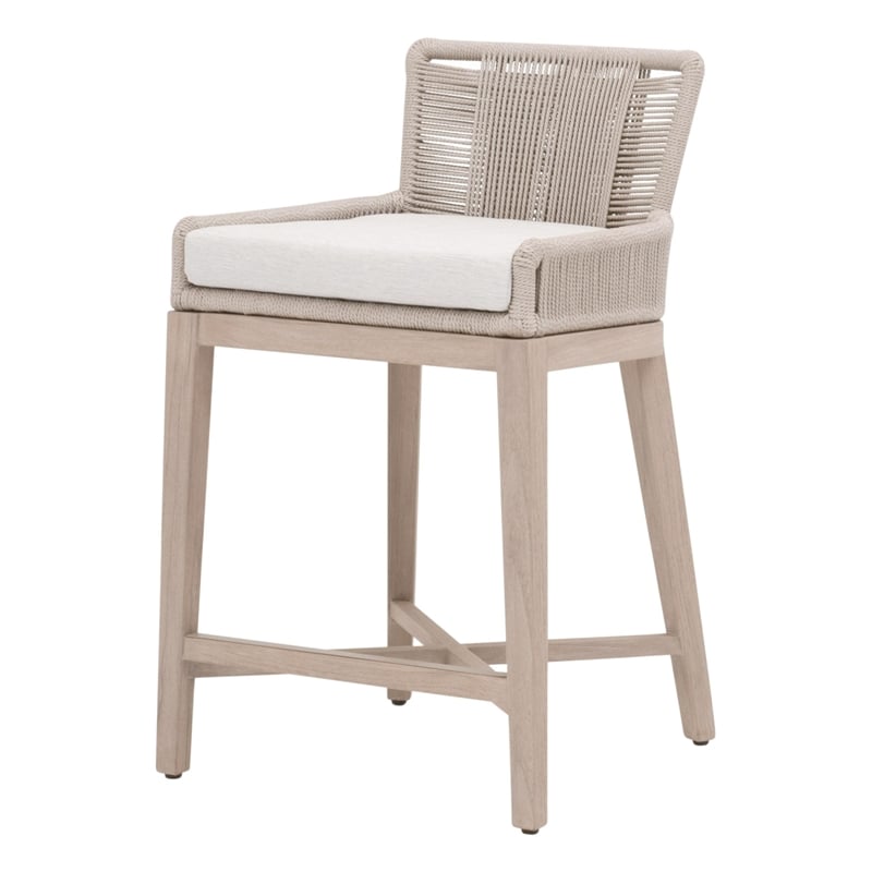 Maklaine Transitional Overlay Outdoor Counter Stool in White