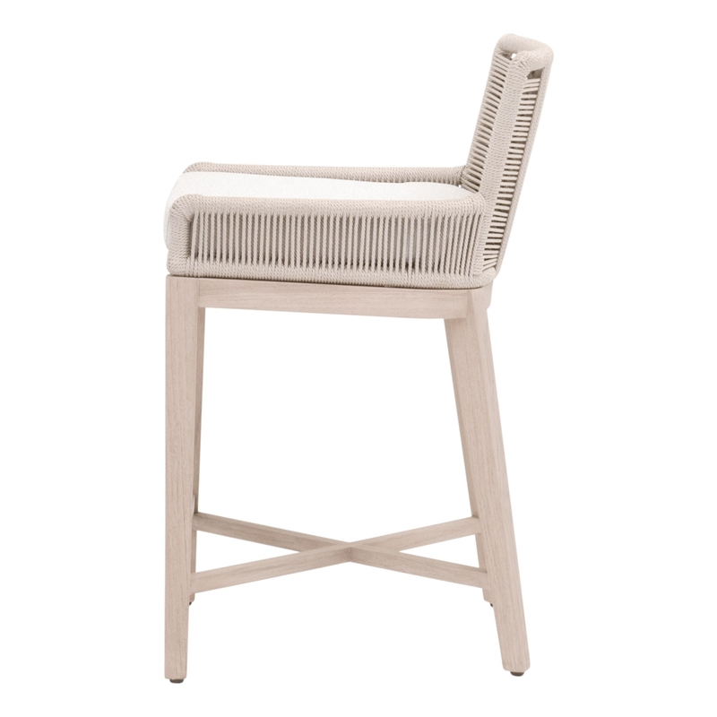 Maklaine Transitional Overlay Outdoor Counter Stool in White