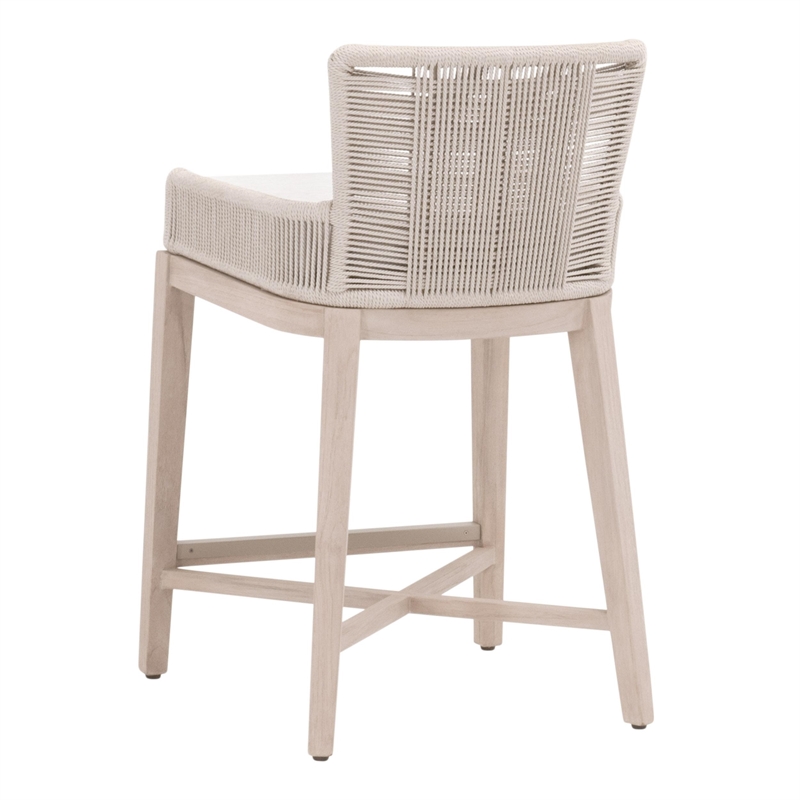 Maklaine Transitional Overlay Outdoor Counter Stool in White