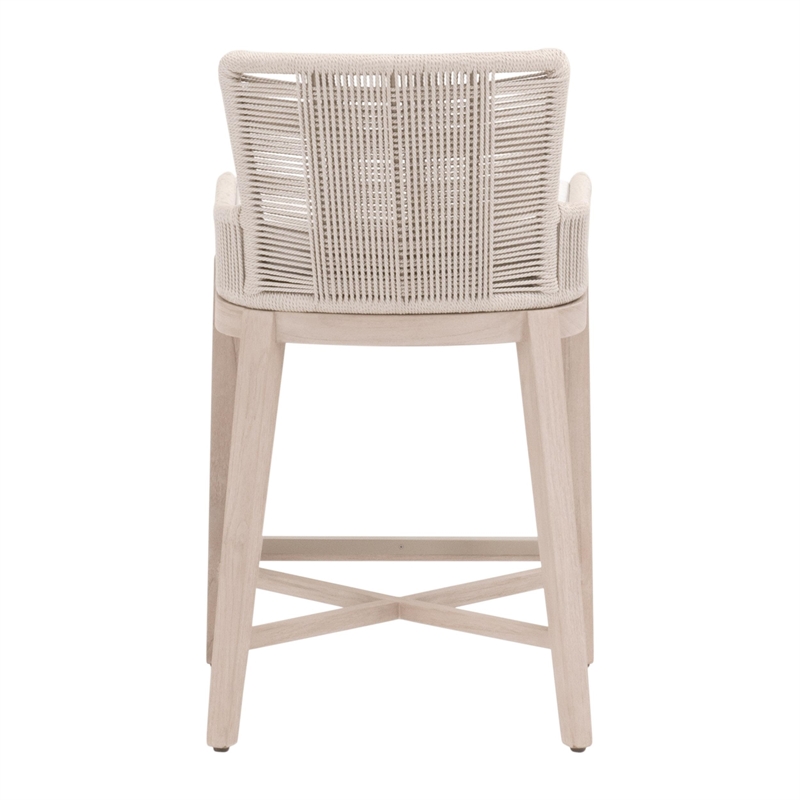 Maklaine Transitional Overlay Outdoor Counter Stool in White