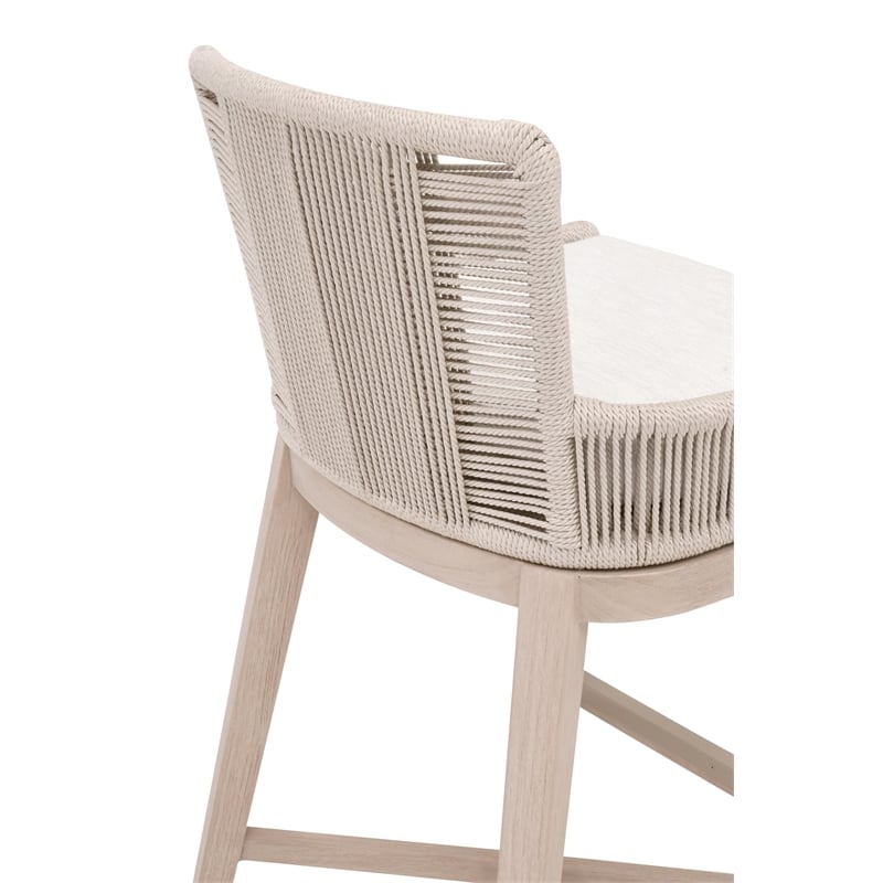 Maklaine Transitional Overlay Outdoor Counter Stool in White