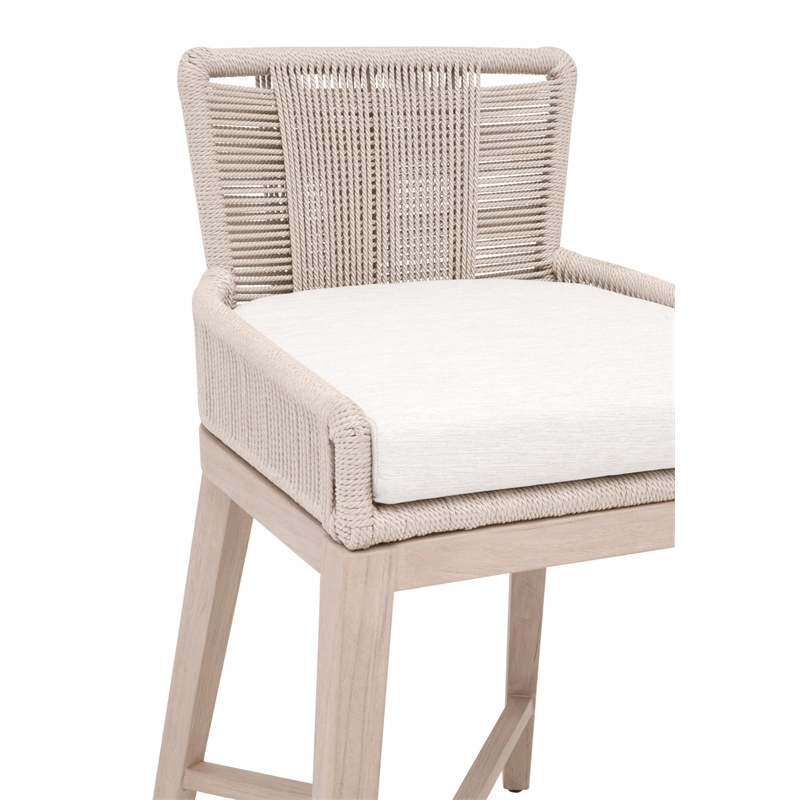 Maklaine Transitional Overlay Outdoor Counter Stool in White