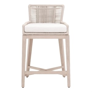 Maklaine Transitional Overlay Outdoor Counter Stool in White