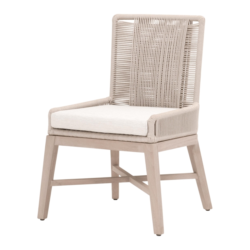 Maklaine Transitional Overlay Outdoor Dining Chair in White (Set of 2)
