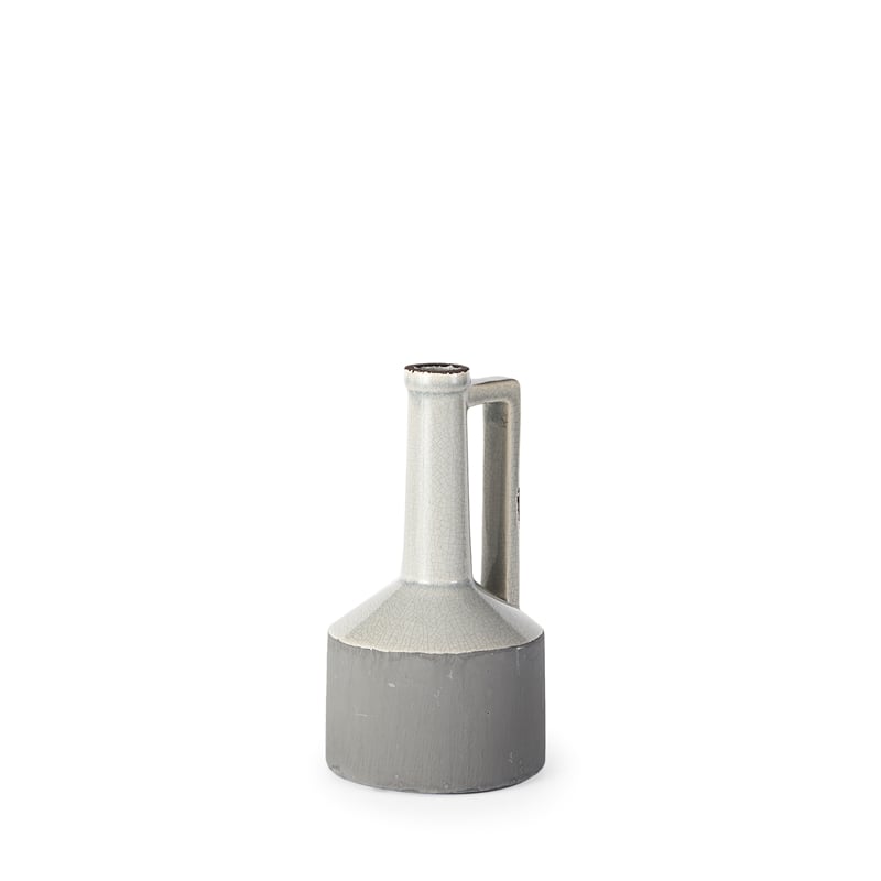 Maklaine Modern Transitional Small White/Gray Toned Ceramic Vase