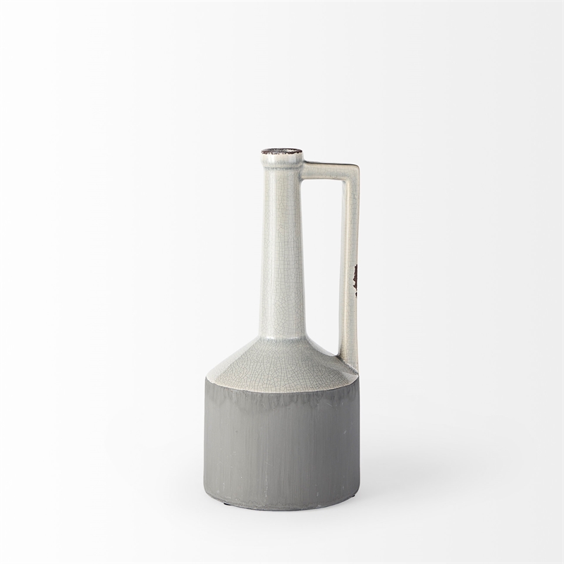 Maklaine Contemporary Medium Two-Toned Gray and White Ceramic Jug