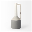 Maklaine Mid-Century Large Two-Toned White Finish Ceramic Jug