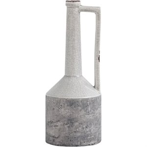 Maklaine Mid-Century Large Two-Toned White Finish Ceramic Jug
