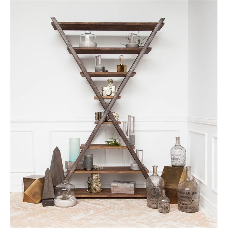 Maklaine Metal Antiqued-Gold End Table Hexagonal 26