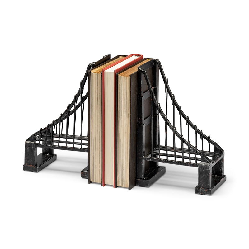 Maklaine Wrought Iron Suspension Bridge Brown Metal Weighted Bookend
