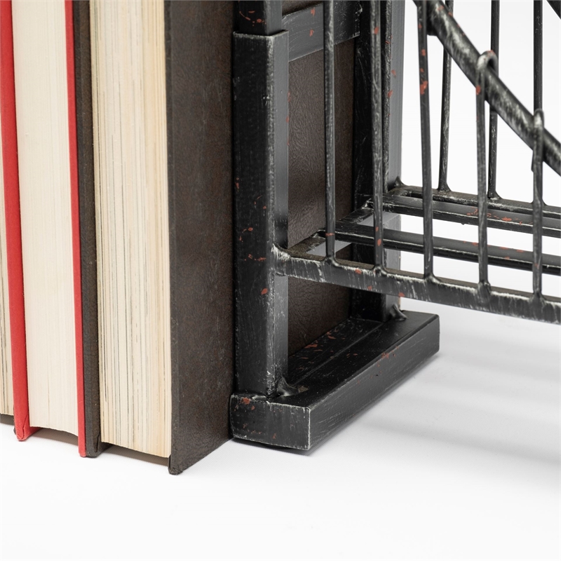 Maklaine Wrought Iron Suspension Bridge Brown Metal Weighted Bookend