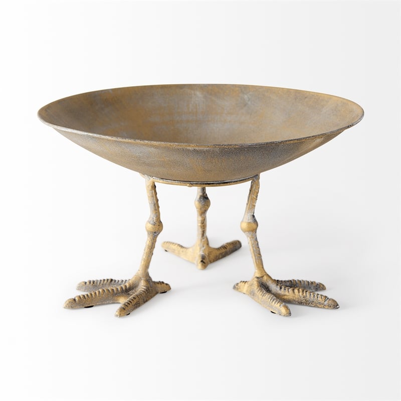 Maklaine Modern / Contemporary Medium Gold Metal Webbed Feet Bowl