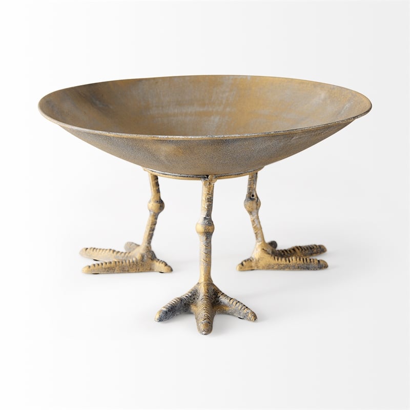 Maklaine Modern / Contemporary Medium Gold Metal Webbed Feet Bowl