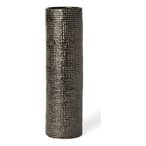 Maklaine Contemporary Large Black/Gold Cylindrical Ceramic Vase