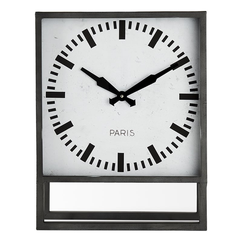 Maklaine Traditional Gray Metal Square Industrial Table Clock