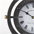 Maklaine Traditional Metal Circular Table Clock in Gray Finish