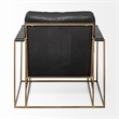 Maklaine Contemporary Black Leather Wrap Gold Metal Frame Accent Chair