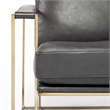 Maklaine Contemporary Black Leather Wrap Gold Metal Frame Accent Chair