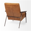 Maklaine Contemporary Tan Leather Wrap Brown Metal Frame Accent Chair