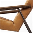Maklaine Contemporary Tan Leather Wrap Brown Metal Frame Accent Chair